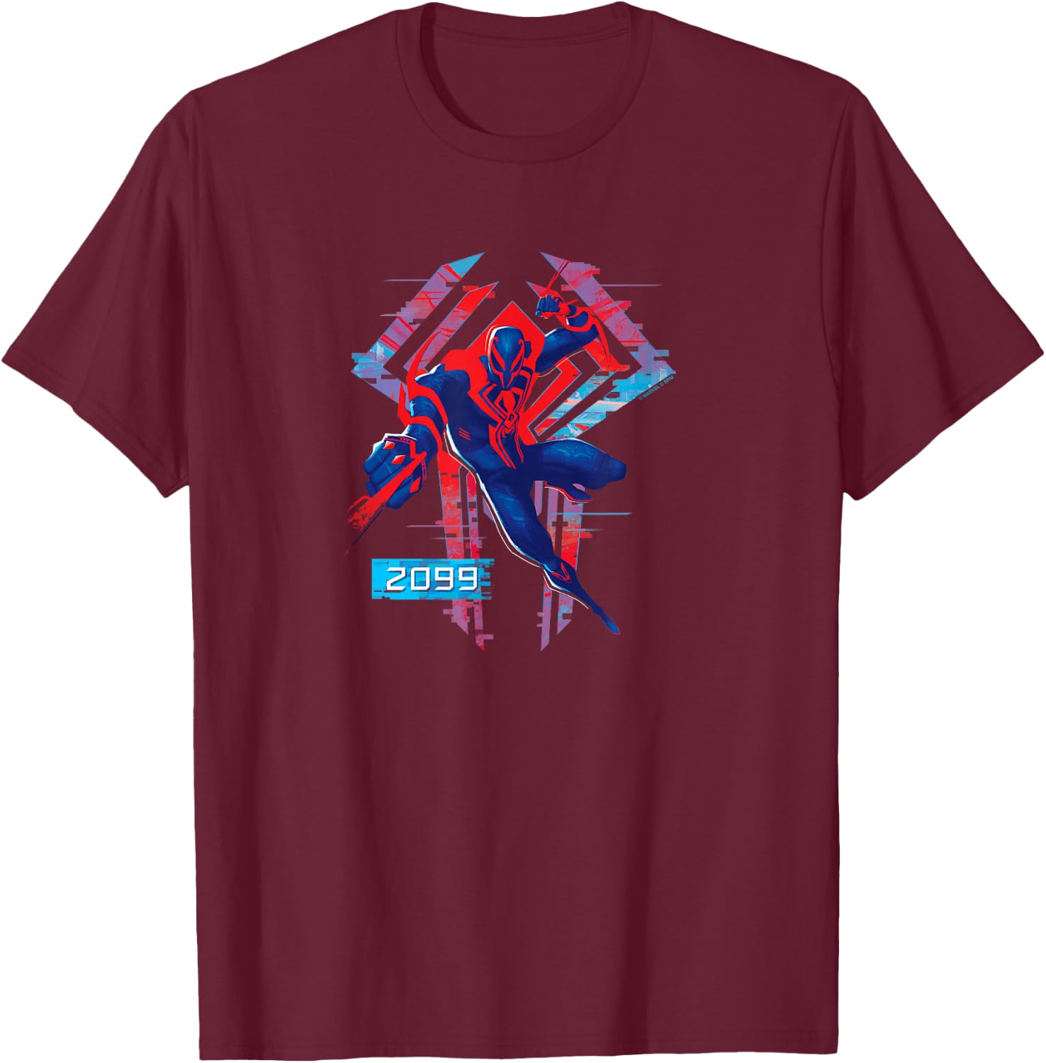 Marvel Spider-Man Across The Spider-Verse Part 1 2099 Logo T-Shirt - T-Shirt | Maroon