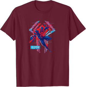 Marvel Spider-Man Across The Spider-Verse Part 1 2099 Logo T-Shirt - T-Shirt | Maroon