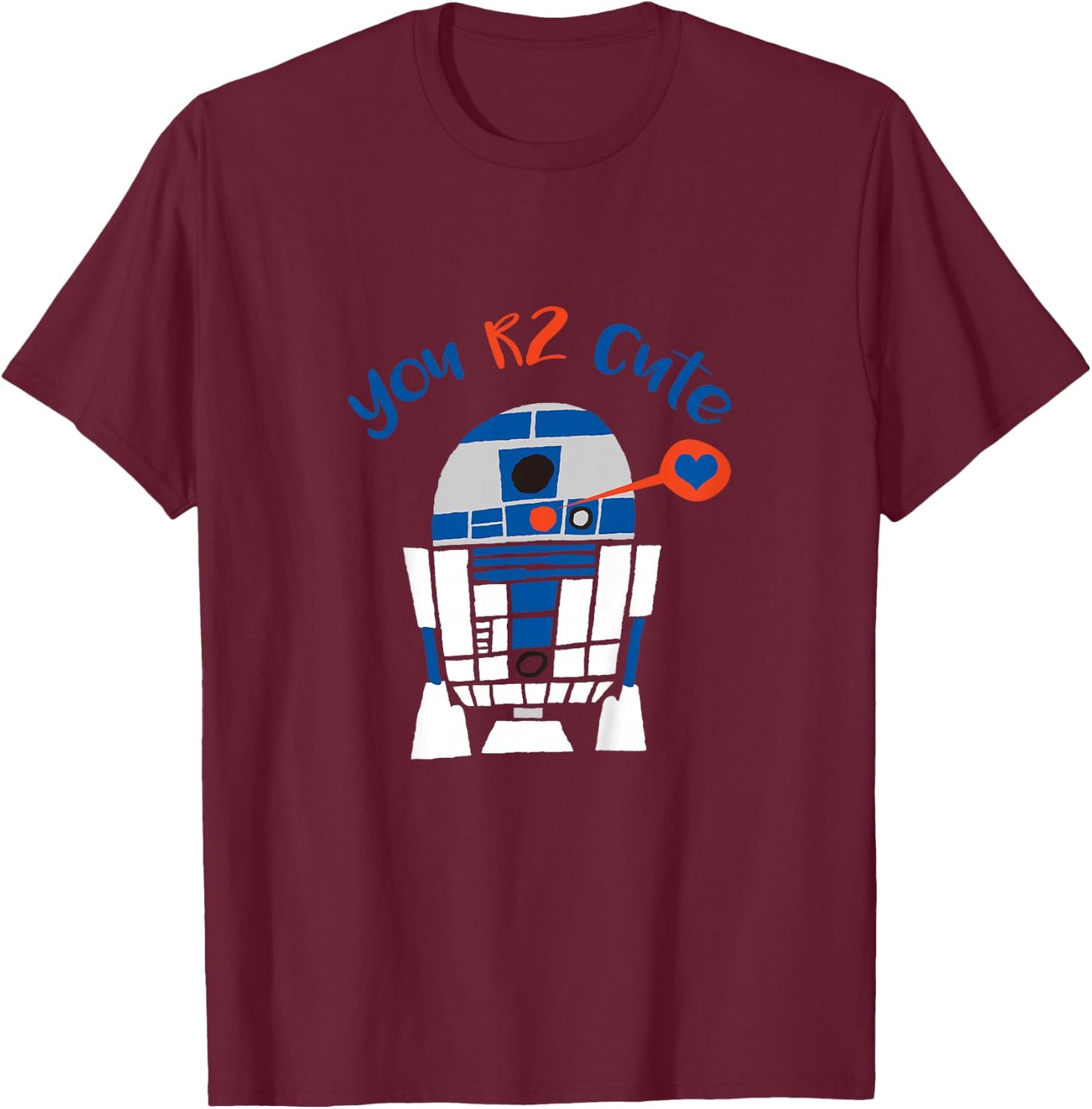 Kids Star Wars Classic Valentine's Day R2-D2 You R2 Cute Chibi T-Shirt - T-Shirt | Maroon