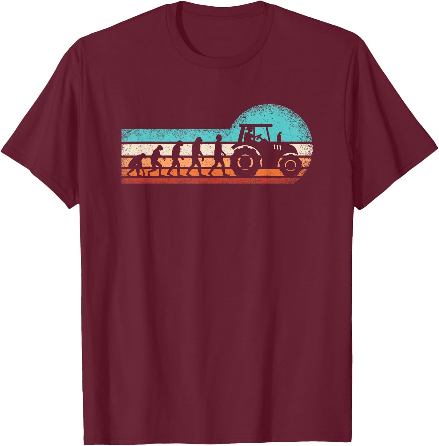 Farmer Evolution Tractor Tractor Agriculture Farmer T-Shirt - T-Shirt | Maroon