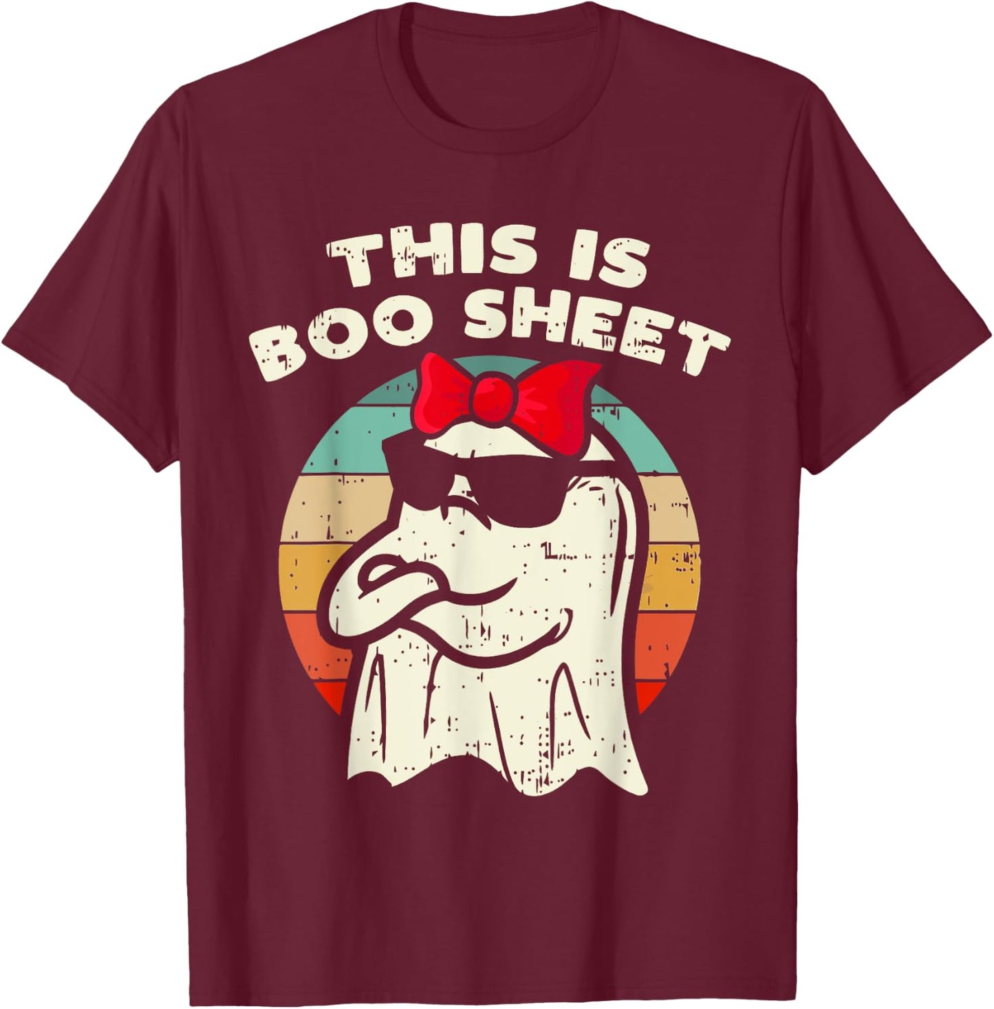 This Is Boo Sheet Ghost Retro Halloween Women Kids Girls T-Shirt - T-Shirt | Maroon
