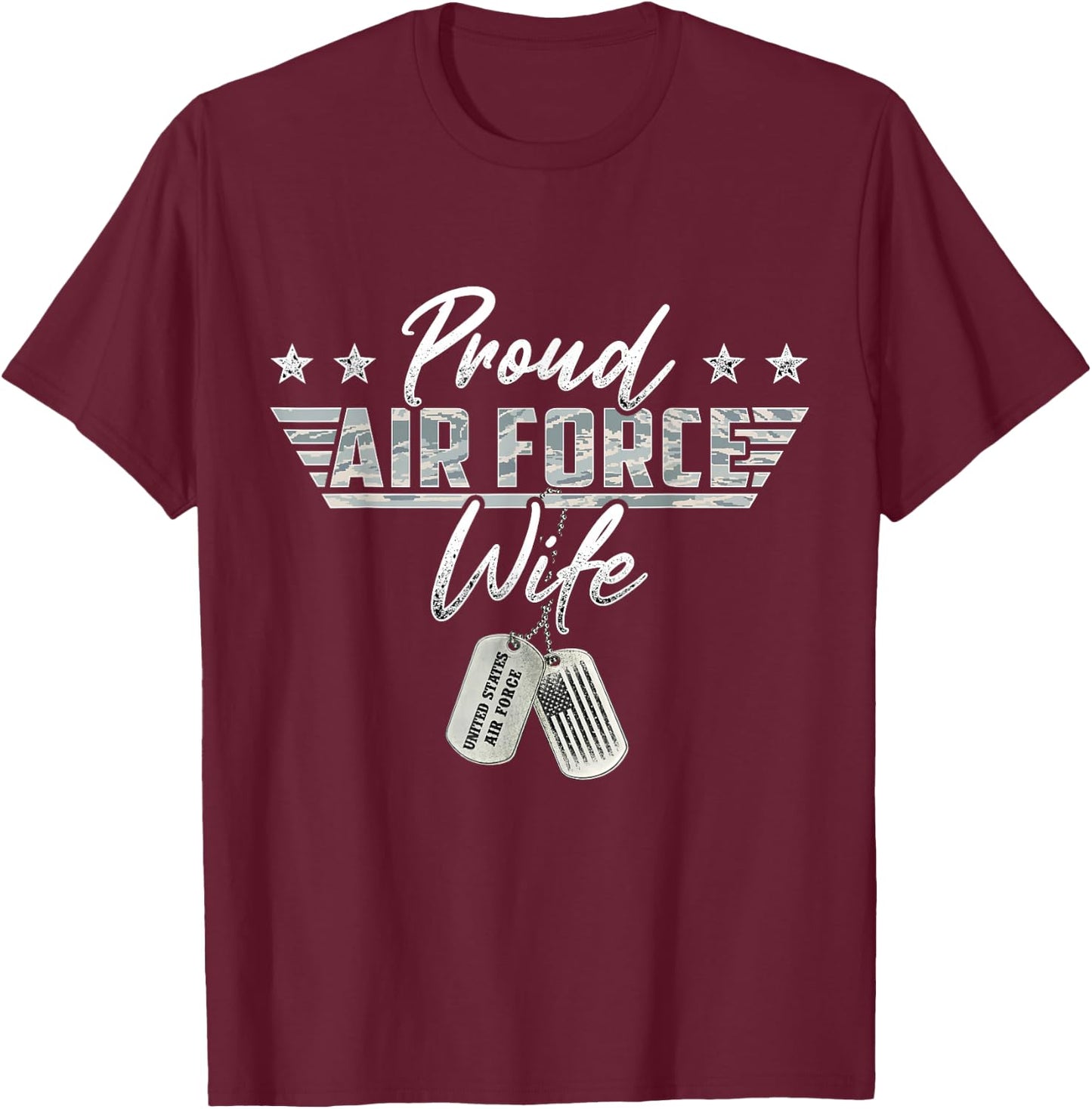 Proud Air Force Wife Military US Air Force Family Matching T-Shirt - T-Shirt | Maroon