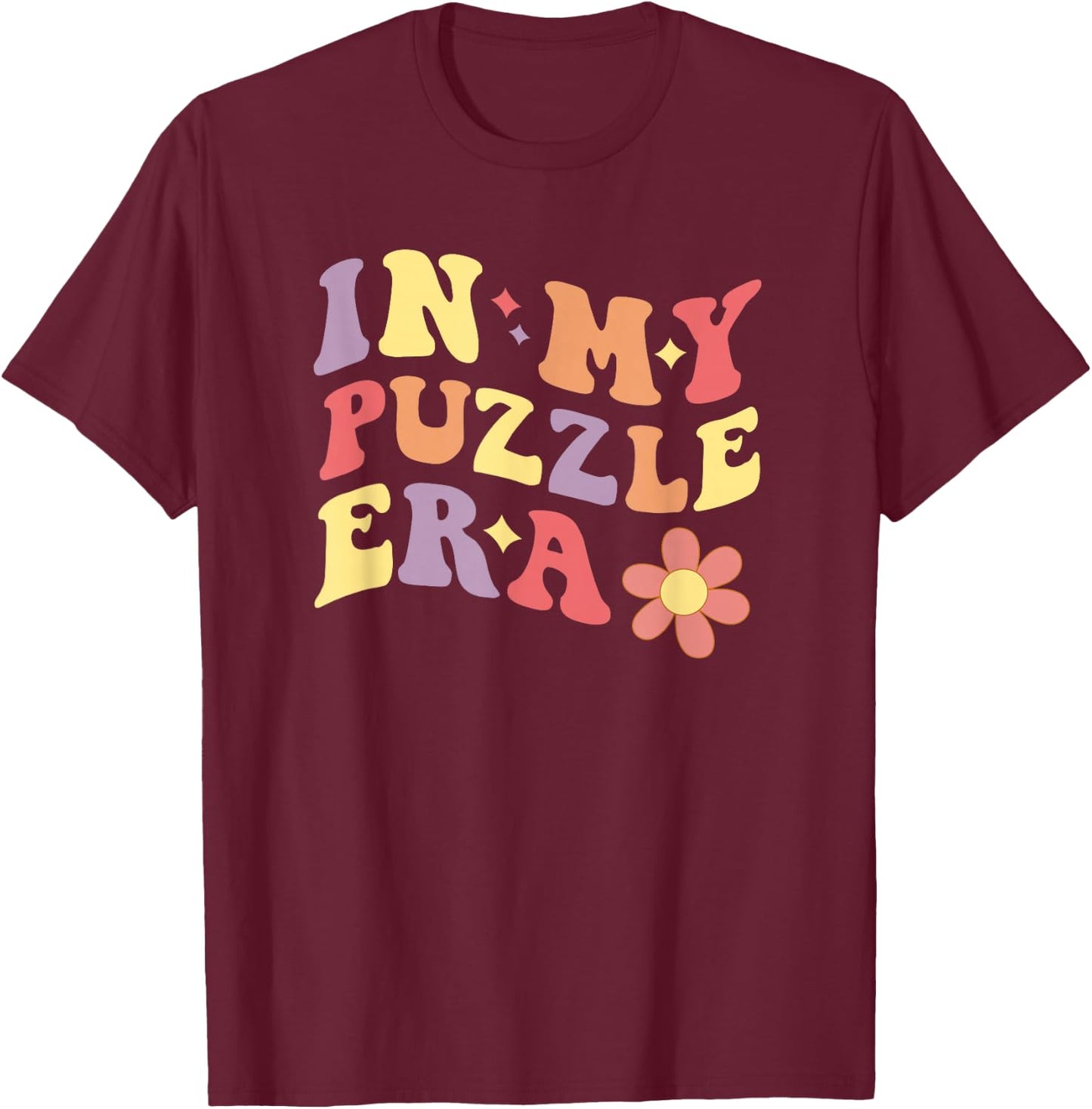 In My Puzzle Era Funny Jigsaw Puzzle - Black, Multicolor - Women's -Adults - Small - Short Sleeve - - Classic Fit - Cotton 65%, Polyester 35% T-Shirt - T-Shirt | Maroon