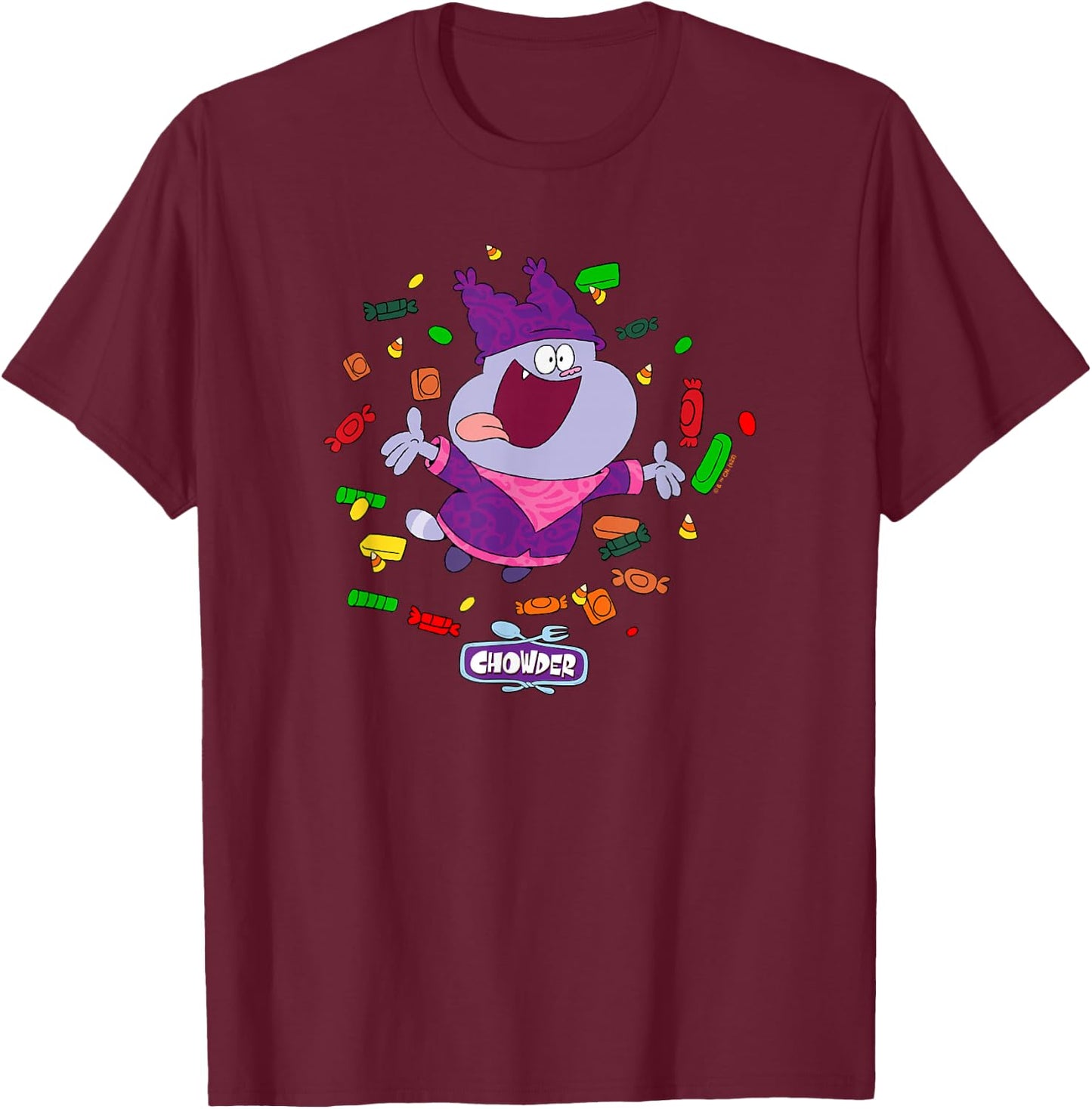 Chowder Halloween Candy Explosion T-Shirt - T-Shirt | Maroon