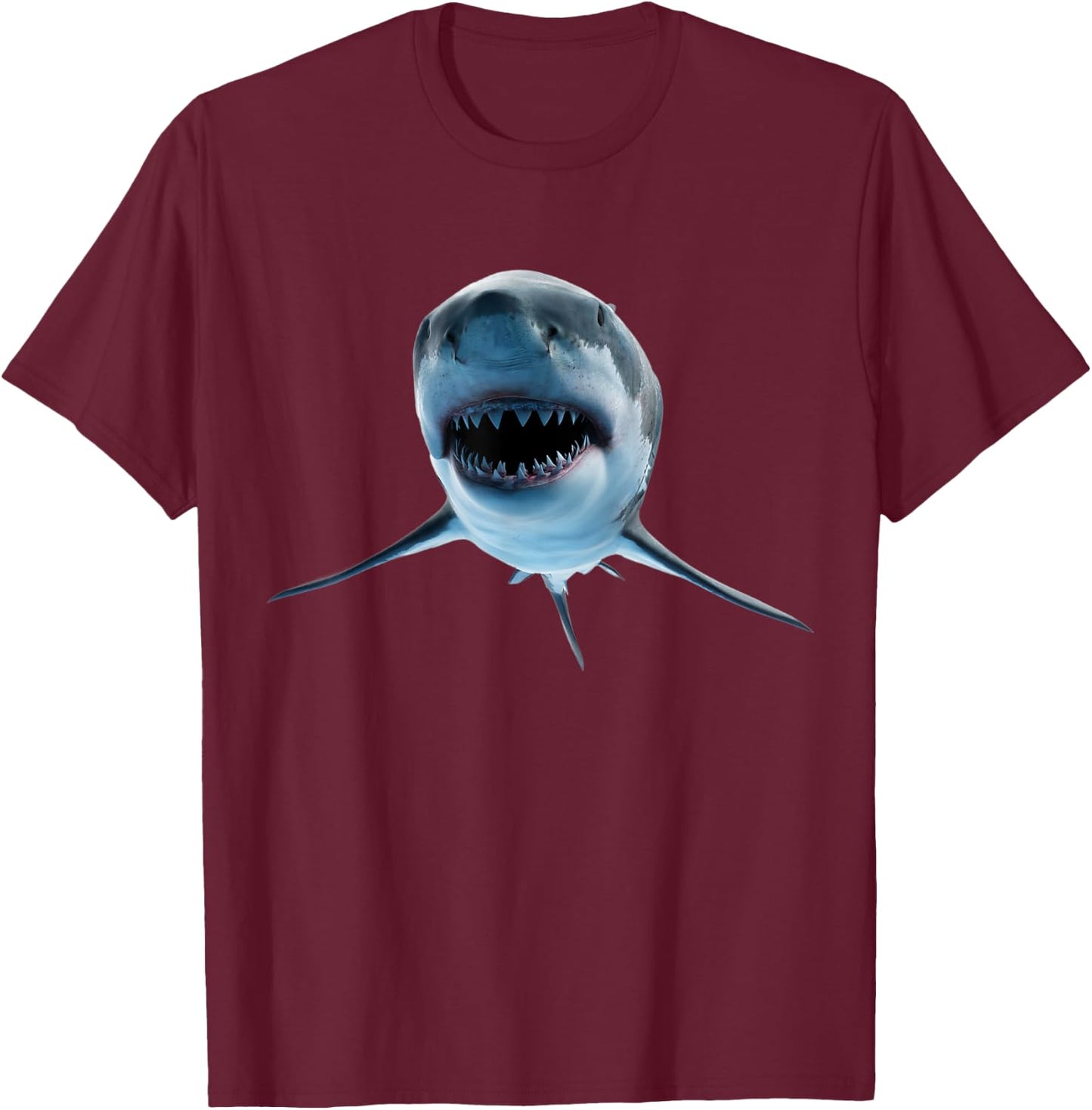 realistic great white shark for lovers of Fish and Ocean T-Shirt - T-Shirt | Maroon