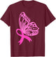 Pink Ribbon Butterfly | Breast Cancer T-Shirt - T-Shirt | Maroon