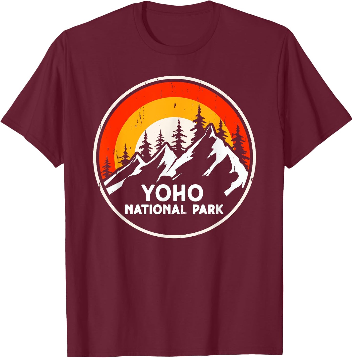 Yoho National Park Canada Mountain Trees Camping Hiking T-Shirt - T-Shirt | Maroon