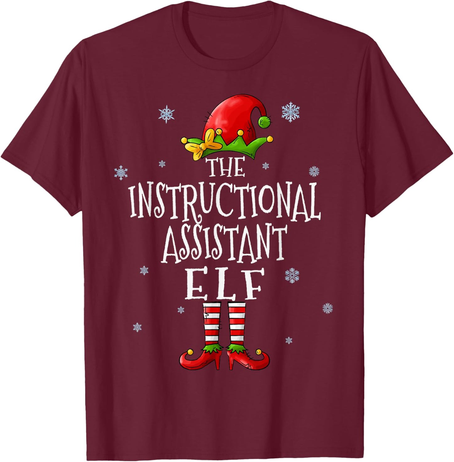 The Instructional Assistant Elf Squad Matching Christmas T-Shirt - T-Shirt | Maroon