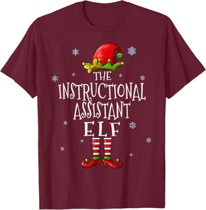 The Instructional Assistant Elf Squad Matching Christmas T-Shirt - T-Shirt | Maroon