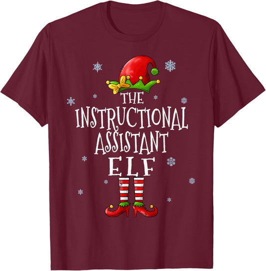 The Instructional Assistant Elf Squad Matching Christmas T-Shirt - T-Shirt | Maroon