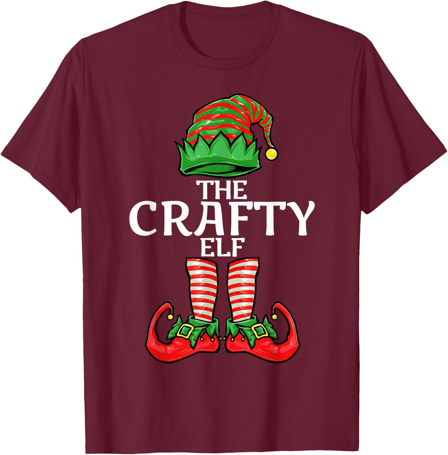 Crafty Elf Christmas Family Matching Group T-Shirt - T-Shirt | Maroon