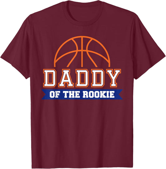 Daddy of Rookie 1st Birthday Basketball Theme Matching Party T-Shirt - T-Shirt | Maroon