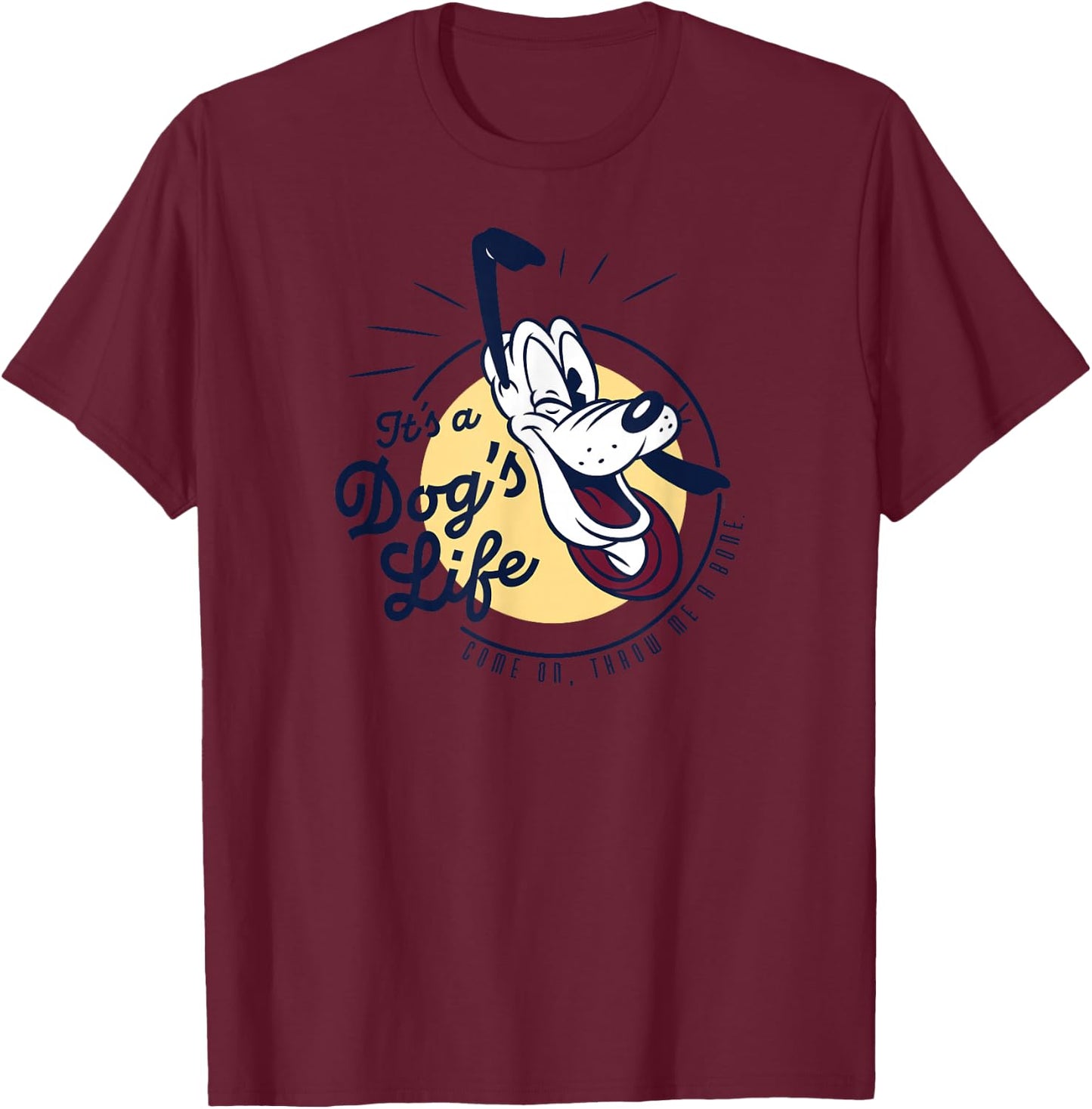 Disney Pluto It’s a Dog’s Life Retro Vintage T-Shirt - T-Shirt | Maroon