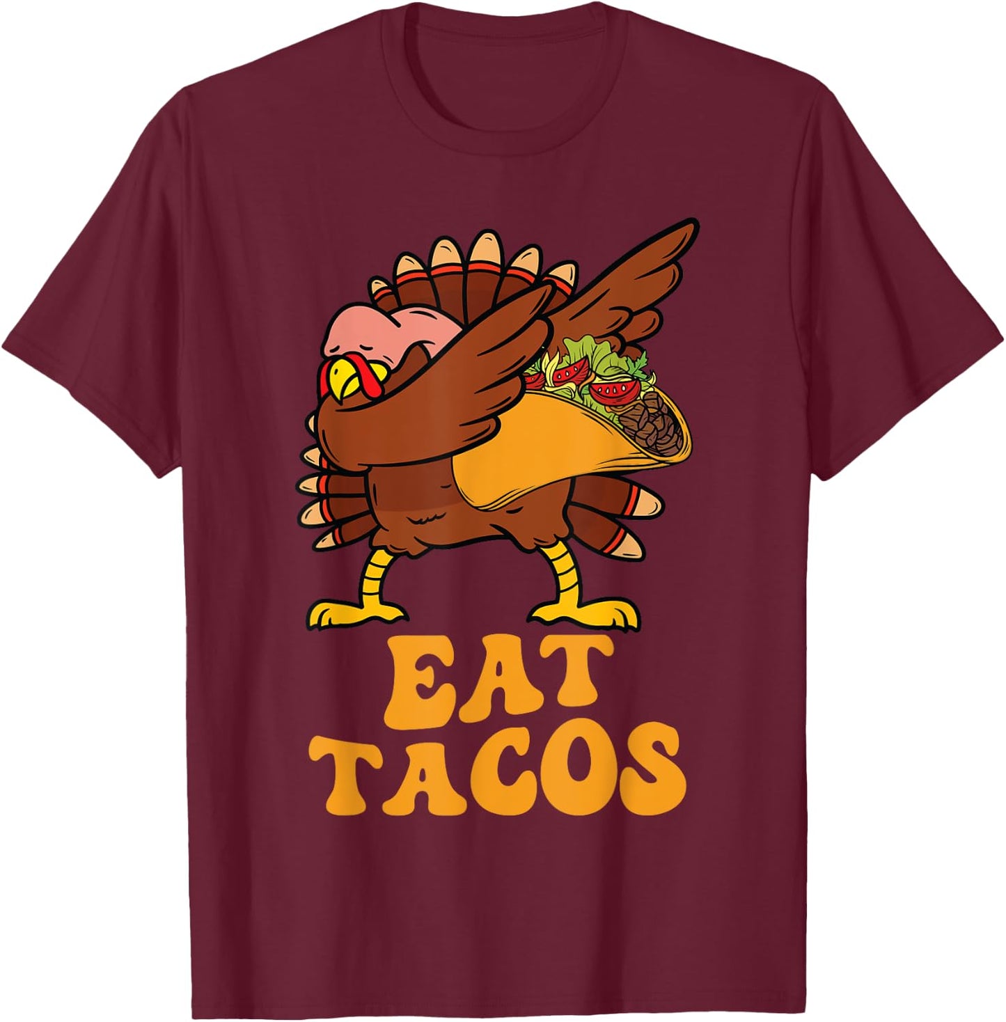 Thanksgiving Turkey Eat Tacos Funny Turkey Vegan Kids Boys T-Shirt - T-Shirt | Maroon
