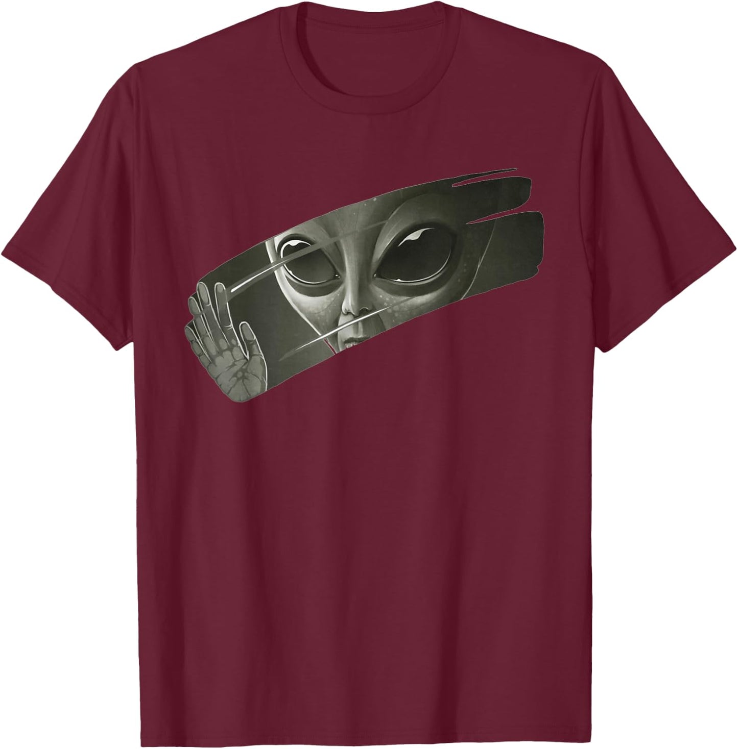 Aliens | Men Women Funny Graphic UFO Alien T-Shirt - T-Shirt | Maroon