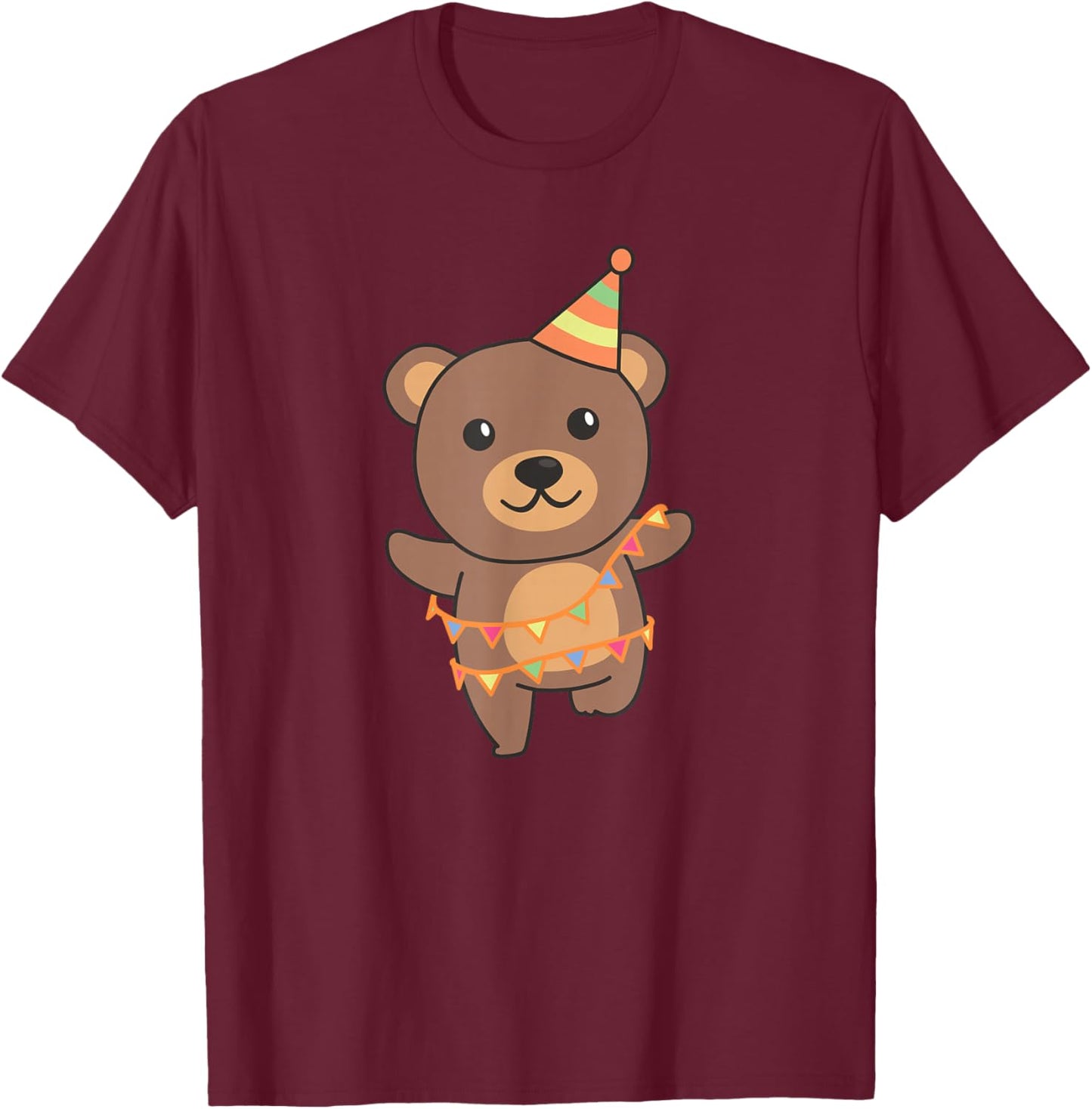 Birthday Bear for Children, Birthday Bear T-Shirt - T-Shirt | Maroon