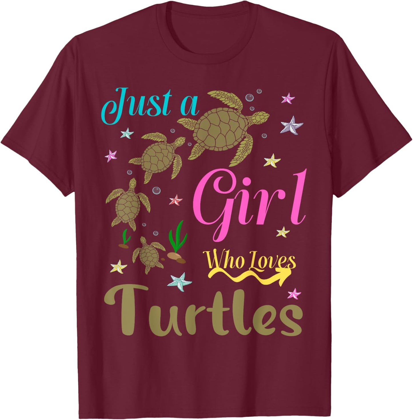 Turtles Squad For Girl Turtle Sea Reptile Pyjamas For Girls T-Shirt - T-Shirt | Maroon