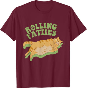 Vintage Rolling Fatties Cat Retro Kitty Kitten Meow MenWomen T-Shirt - T-Shirt | Maroon