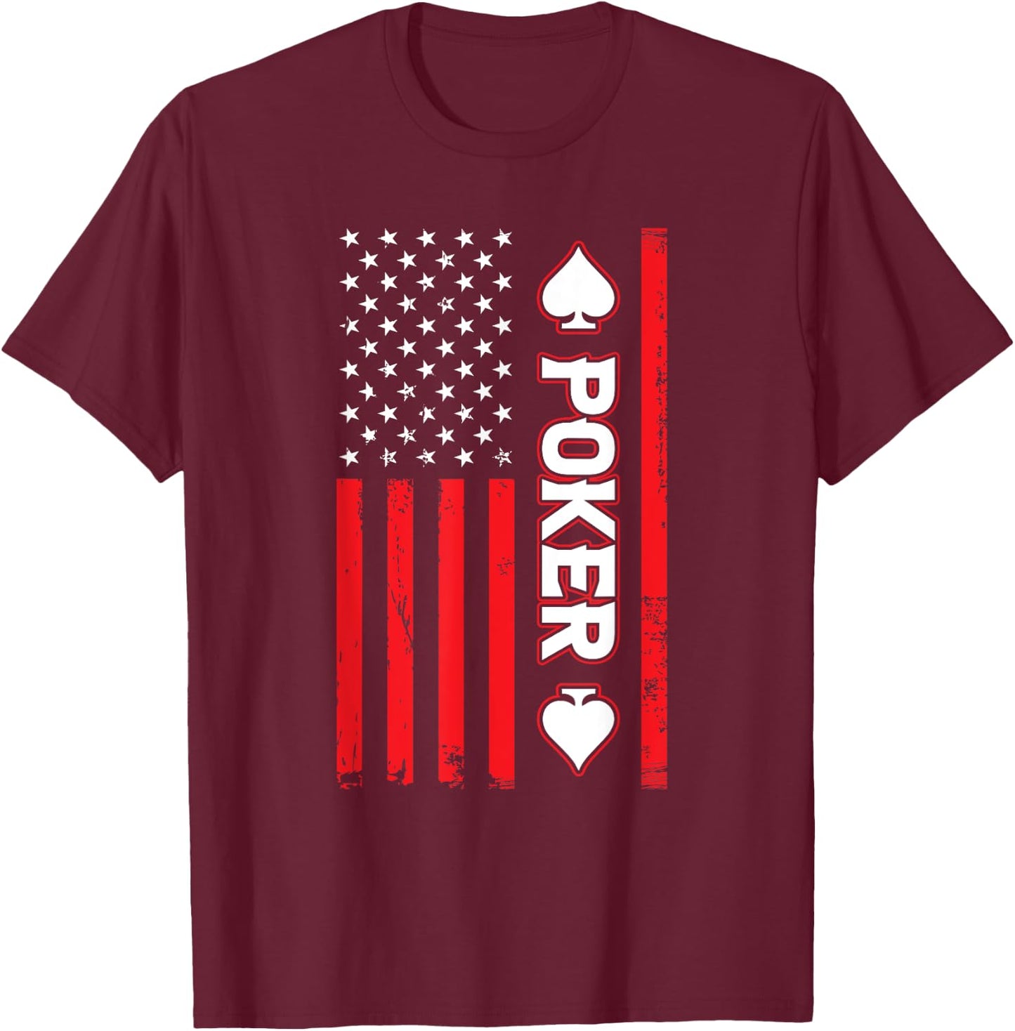 Funny Poker American Flag USA Casino Play Card Gambler Poker Men T-Shirt - T-Shirt | Maroon
