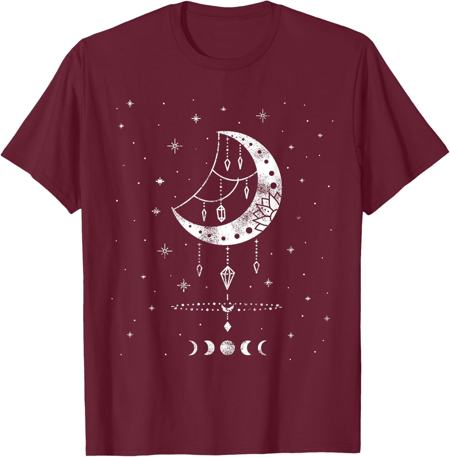 Moon Phases Magic Harmony Sacred Geometry Astrology T-Shirt - T-Shirt | Maroon