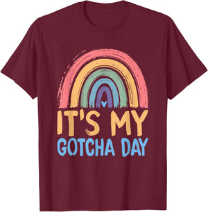 It's My Gotcha Day Kids Adoption Announcement Graphic T-Shirt - T-Shirt | Maroon