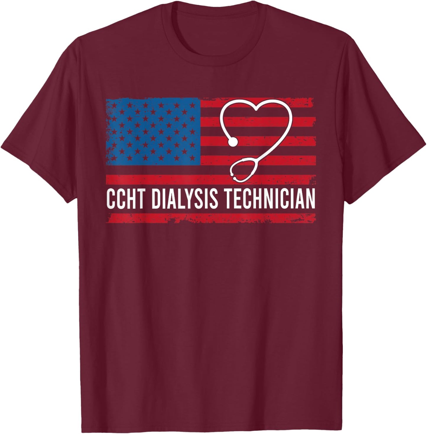 CCHT Dialysis Tech USA Flag T-Shirt - T-Shirt | Maroon