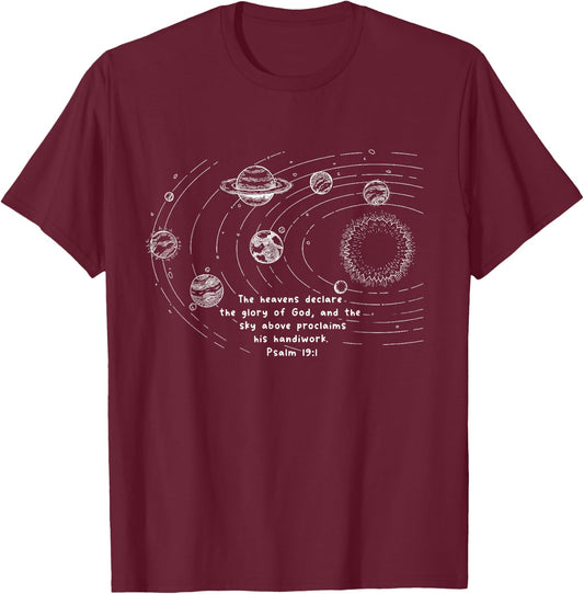 Astronaut Space Planets Solar System Christian Faith Jesus T-Shirt - T-Shirt | Maroon