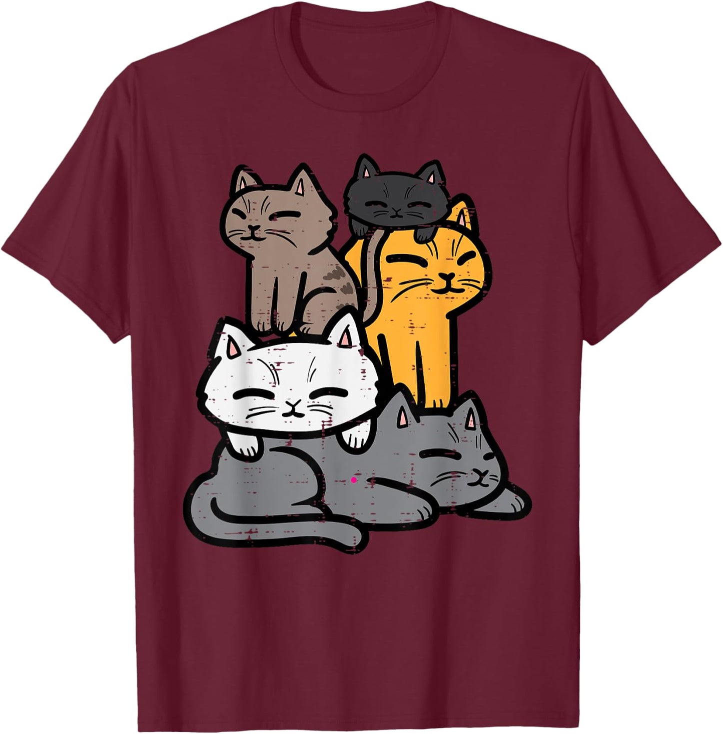 Cats Piled Up Cute Kitten Feline Women Girls Kids Toddler T-Shirt - T-Shirt | Maroon