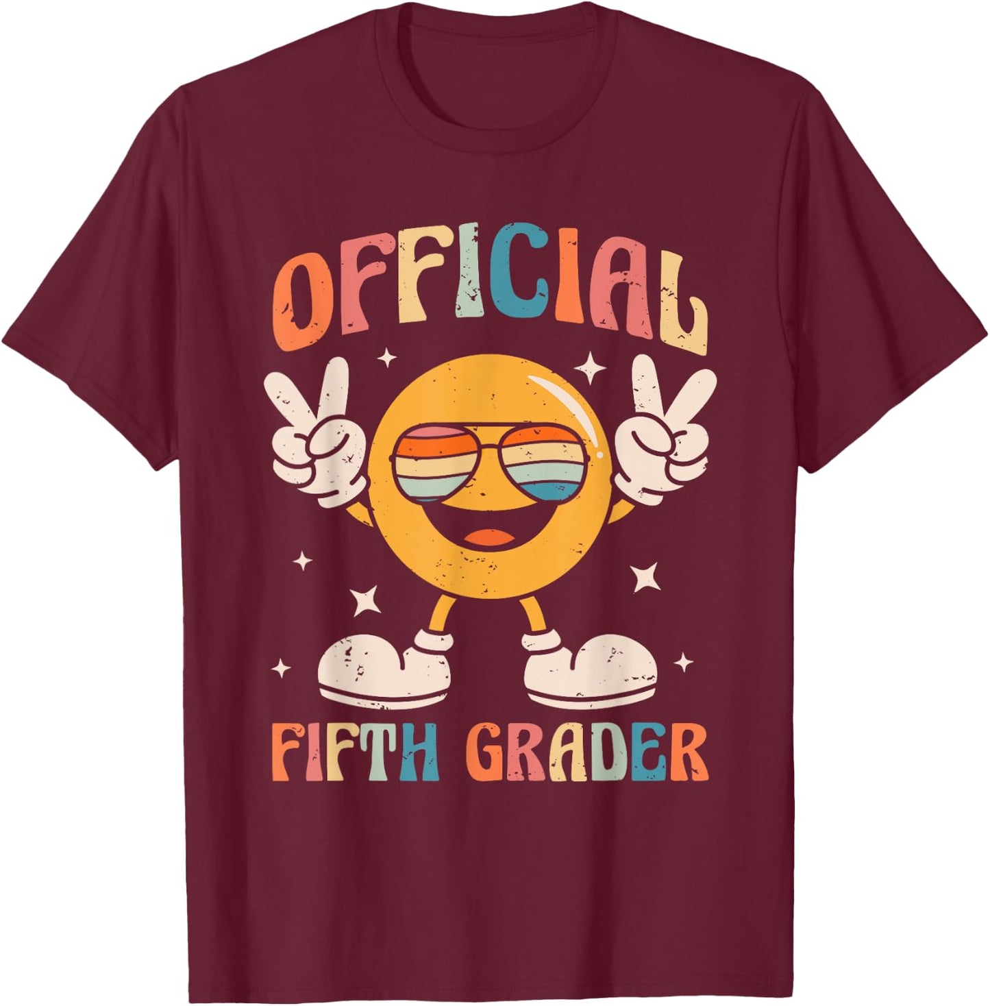 Official Fifth Grader - 5th Grade Retro Back To School Kids T-Shirt - T-Shirt | Maroon