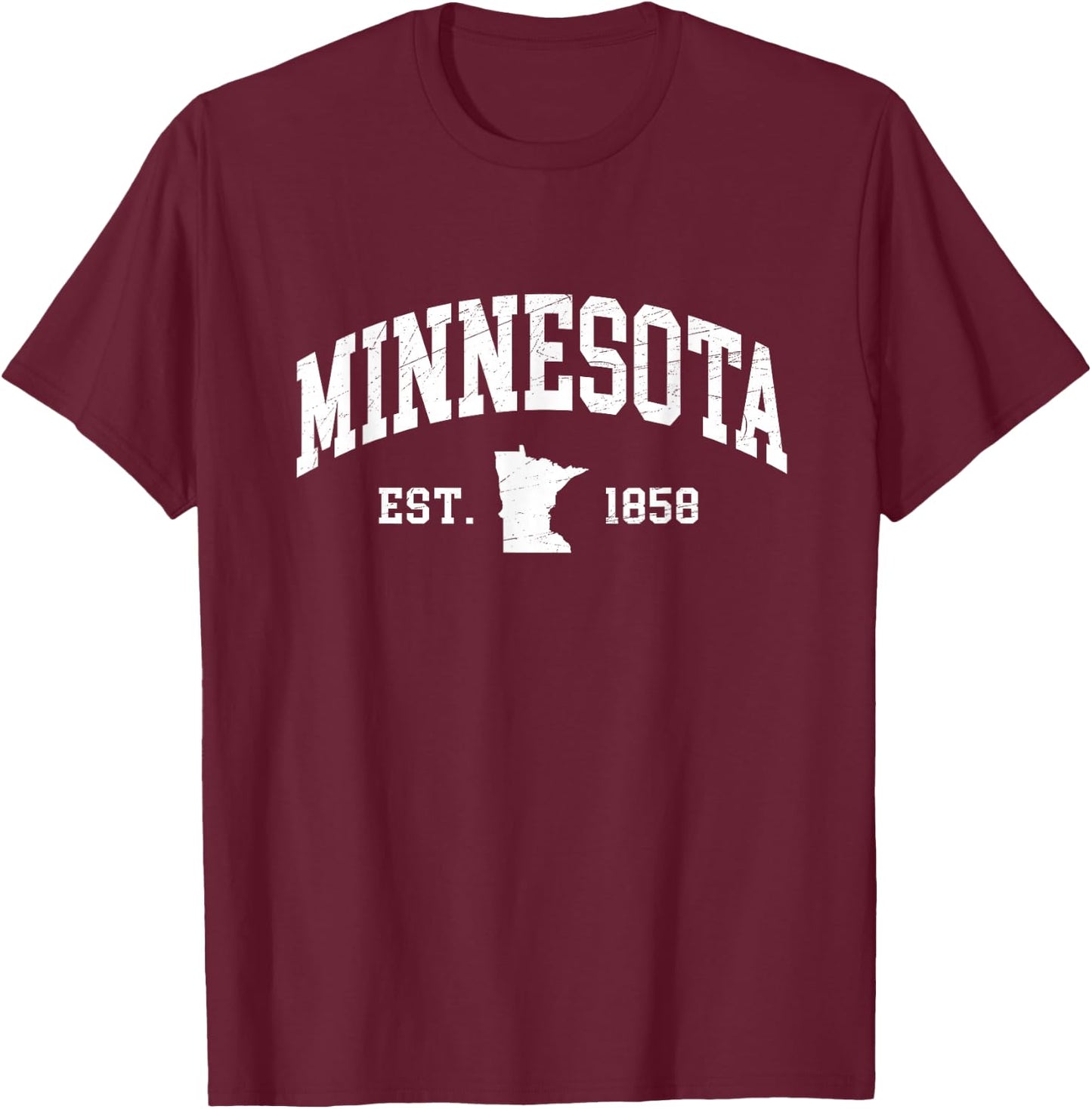 Minnesota - Est. 1858 - Distressed/Worn Design - Classic T-Shirt - T-Shirt | Maroon