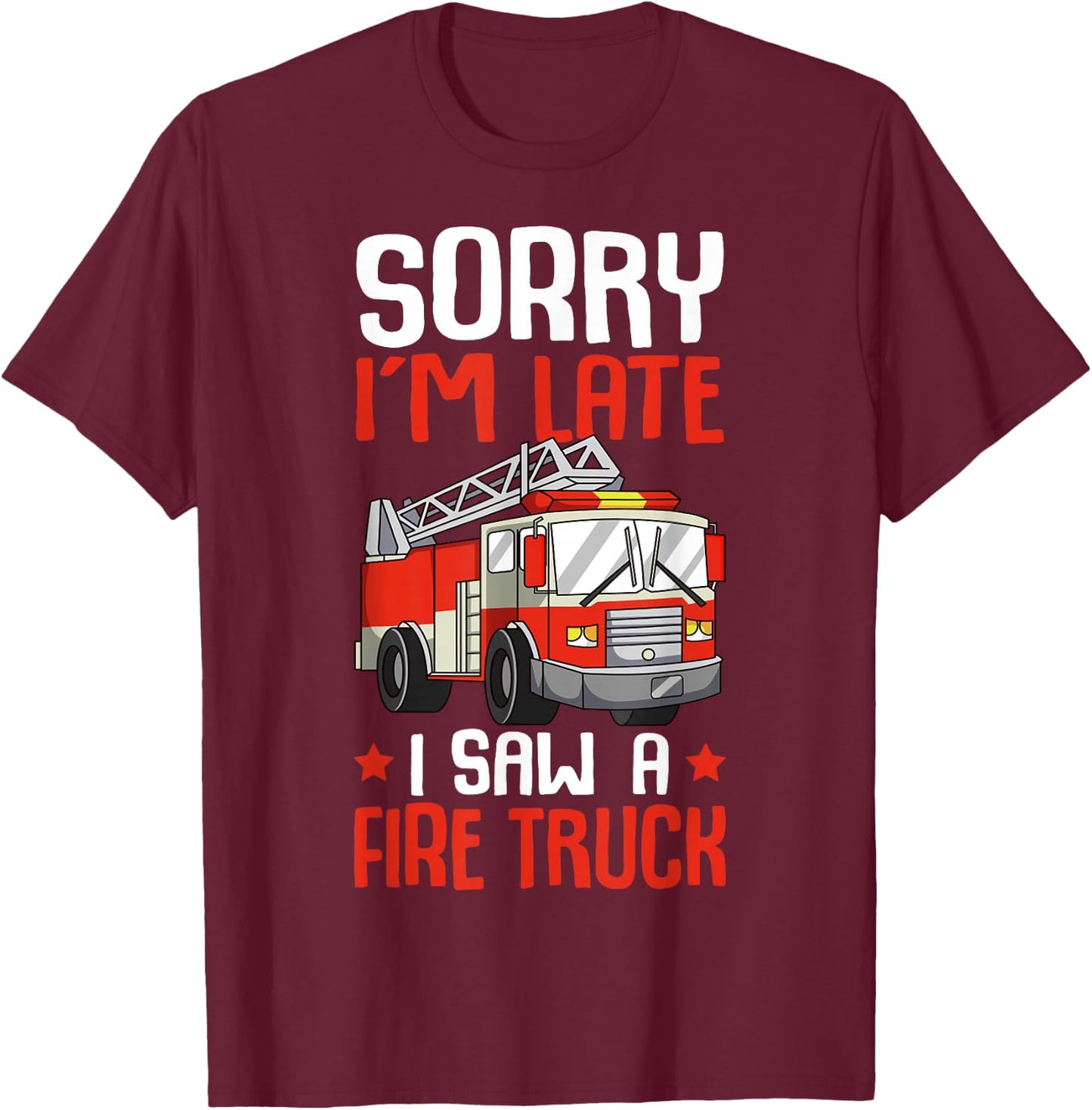 Firefighter Fireman Firefighting Kids Boys T-Shirt - T-Shirt | Maroon