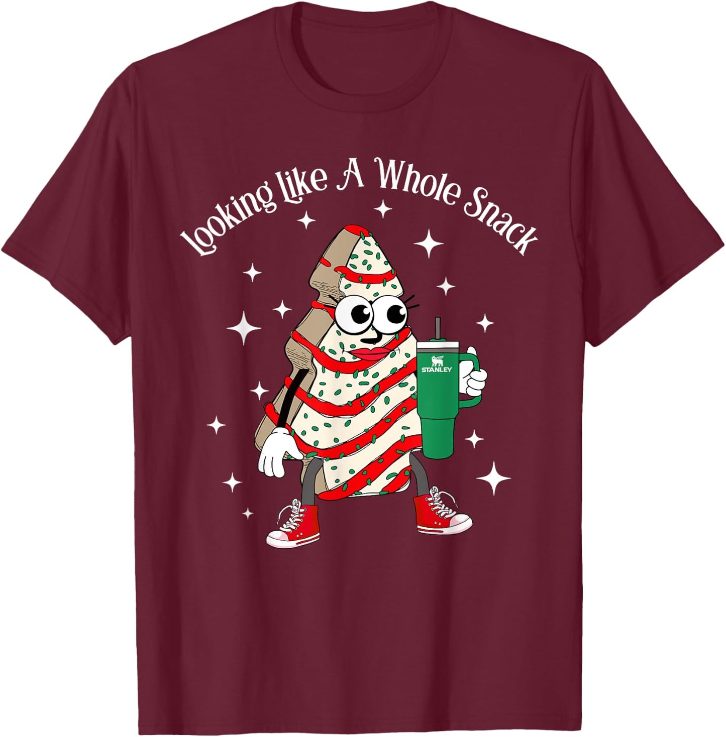 Looking Like A Whole Snack Christmas Tree Snack Cake Xmas T-Shirt - T-Shirt | Maroon