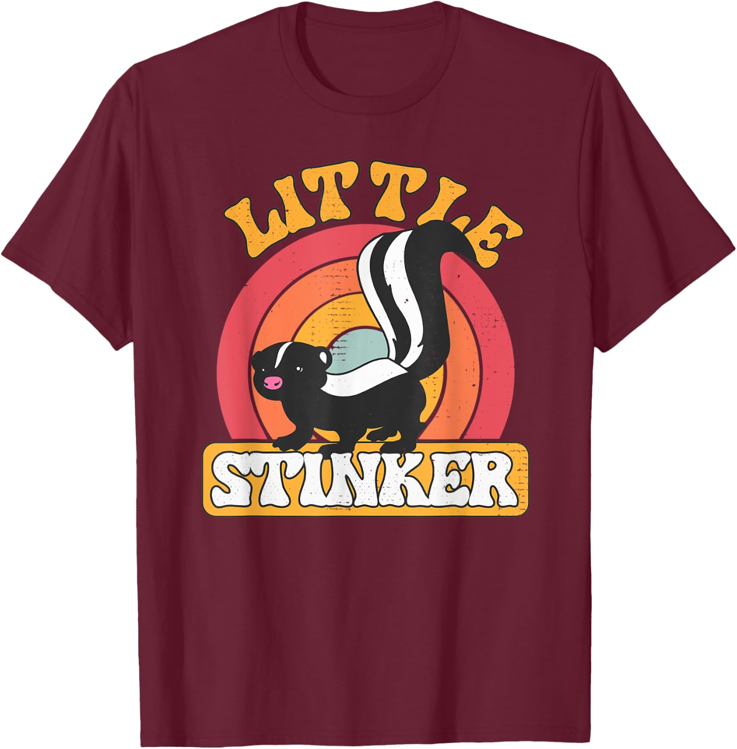 Little Stinker Skunk Pet Retro Vintage Skunk T-Shirt - T-Shirt | Maroon