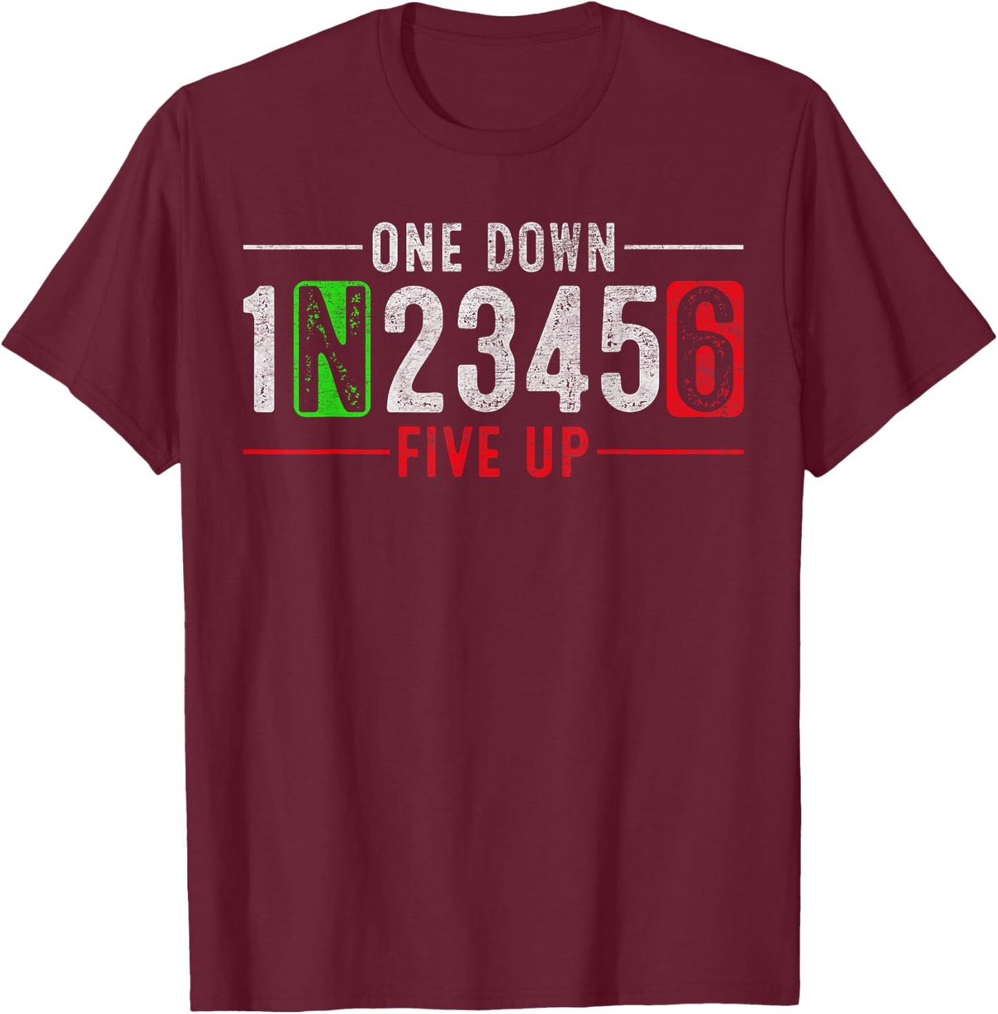 Biker Gear One Down Five Up 1N23456 Motorcycle Gear T-Shirt - T-Shirt | Maroon