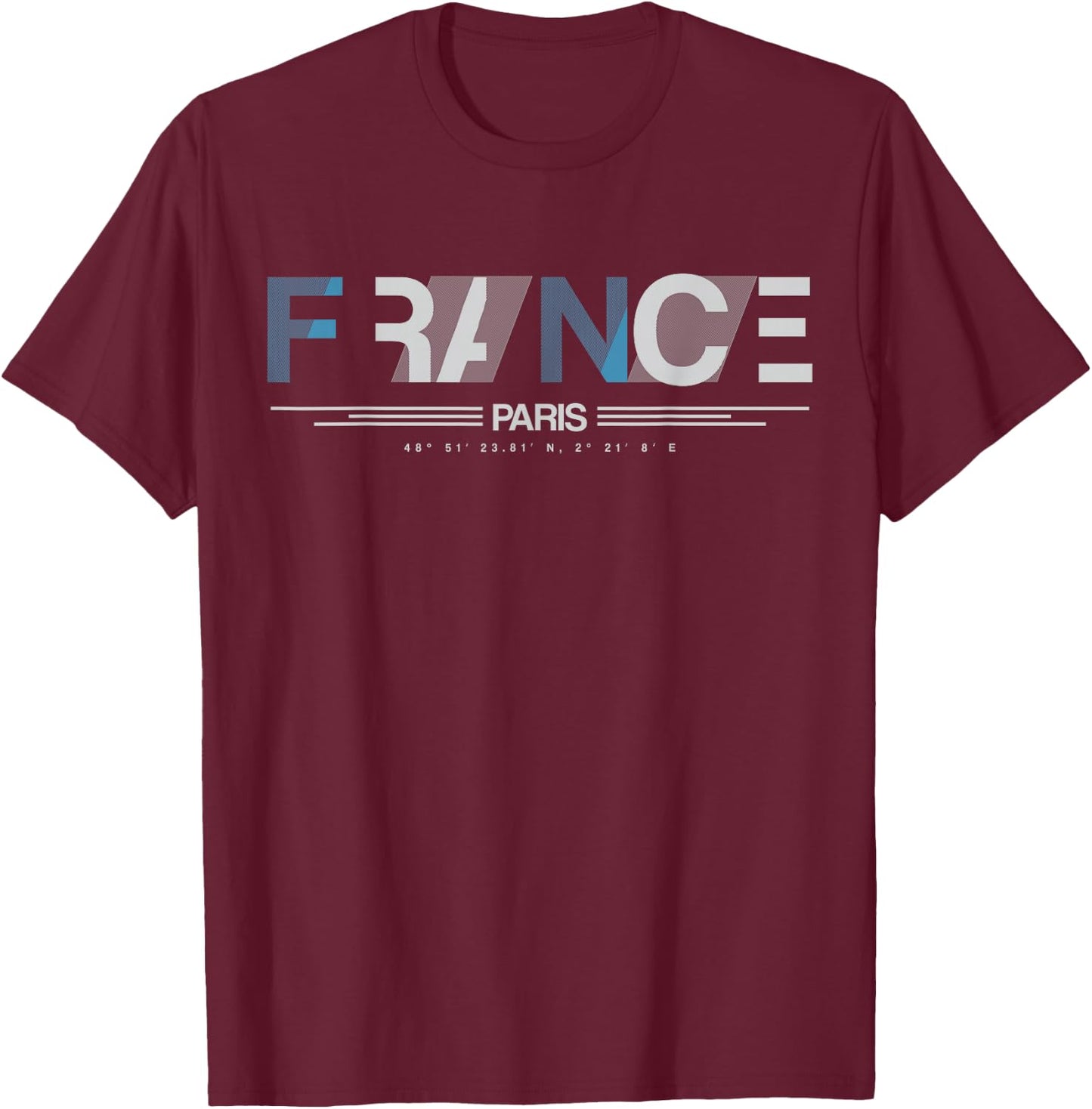 Paris France Souvenir Gifts Apparel Co. France Paris - Black, -Adults, Small, Short Sleeve, Cotton 100%, Modern Classic, Soccer, Vacation, People T-Shirt - T-Shirt | Maroon