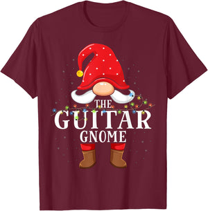 Guitar Gnome Matching Christmas Family Pajama T-Shirt - T-Shirt | Maroon