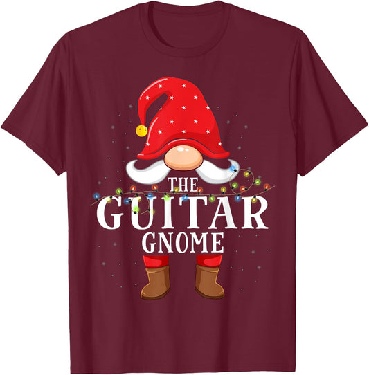 Guitar Gnome Matching Christmas Family Pajama T-Shirt - T-Shirt | Maroon