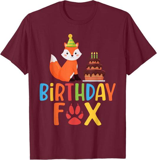 Birthday Fox Birthday T-Shirt - T-Shirt | Maroon