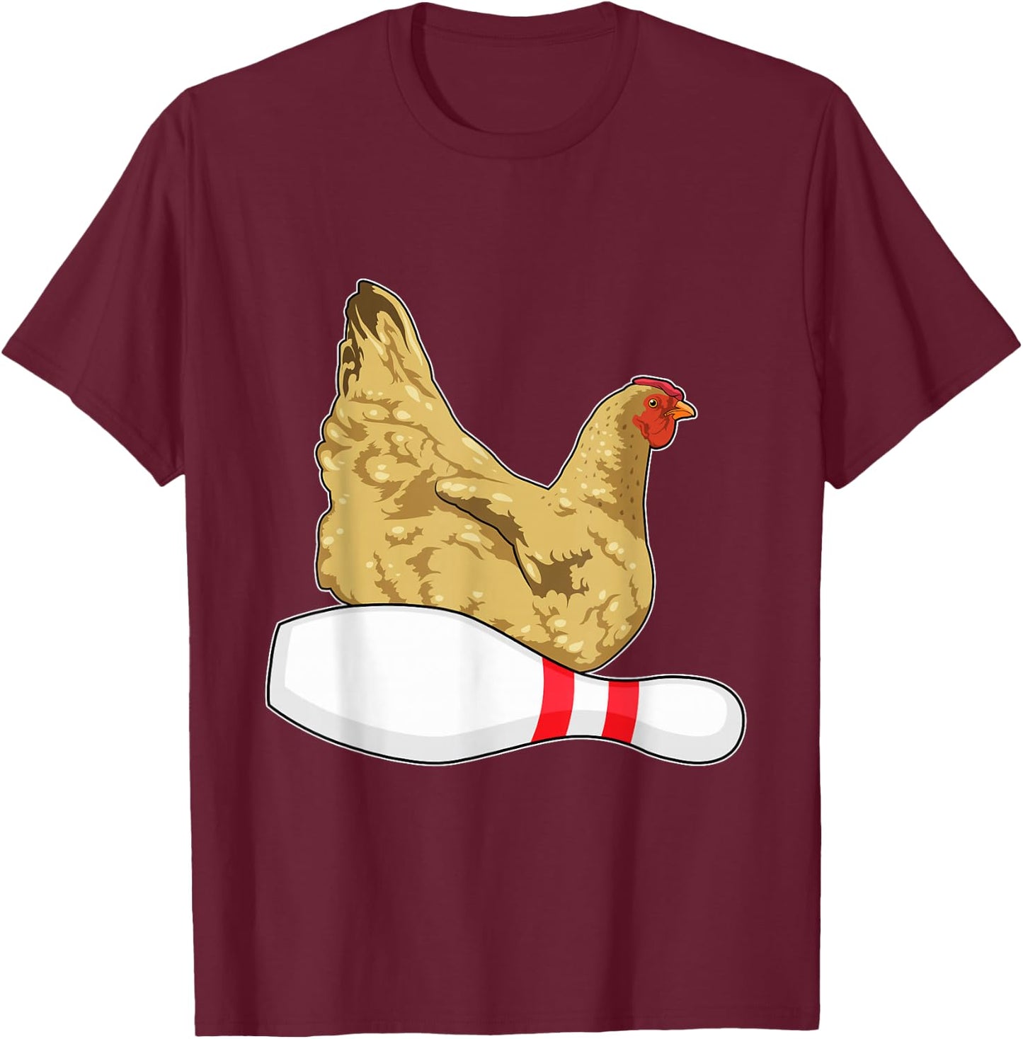 Chicken Bowling Bowling pin Sports T-Shirt - T-Shirt | Maroon