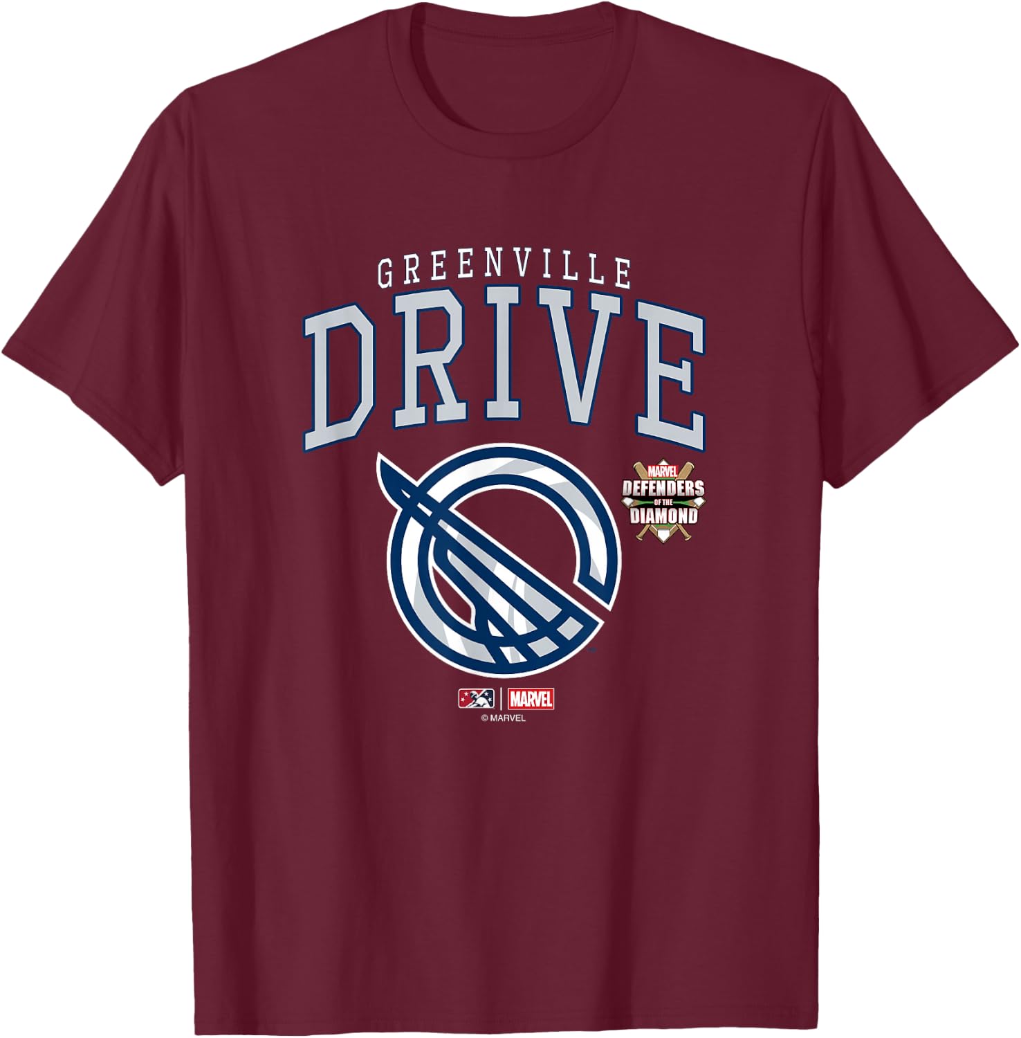 Marvel x MiLB Greenville Drive Big Chest Logo T-Shirt - T-Shirt | Maroon