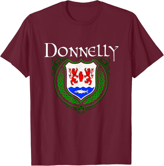 Donnelly Surname Irish Clan Tartan Badge Ireland T-Shirt - T-Shirt | Maroon
