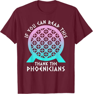 SOMMAS PHOENICIANS If You Can Read This Thank Phoenicians Women's Black Modern Casual Letter Print , Small T-Shirt - T-Shirt | Maroon