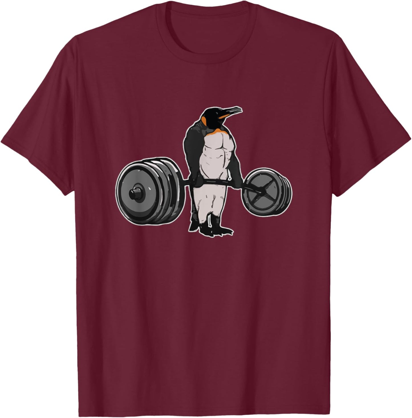 Penguin Deadlift Gym Weightlifting Powerlifting T-Shirt - T-Shirt | Maroon