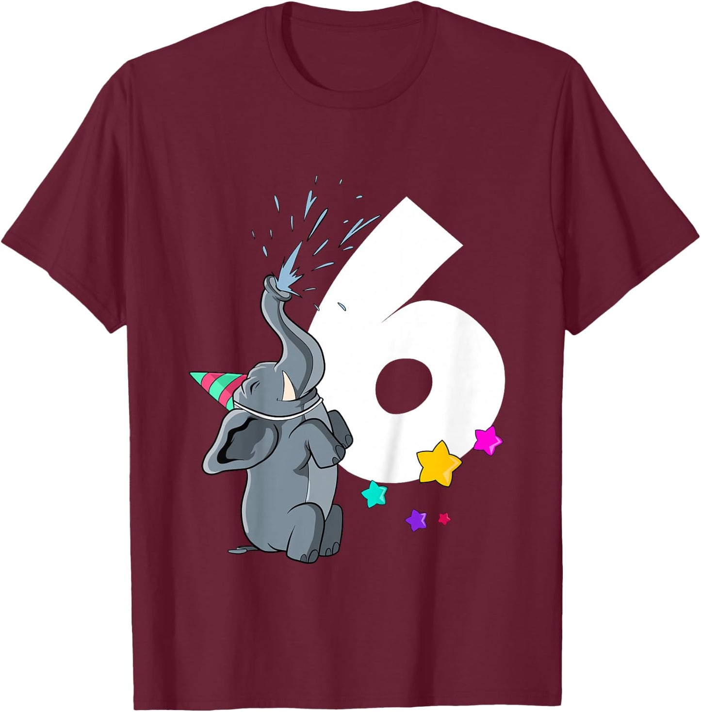 Kids Elephant 6th birthday 6 years old T-Shirt - T-Shirt | Maroon