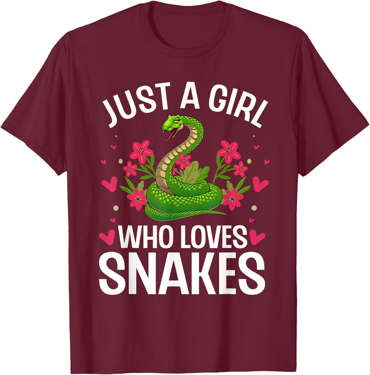 Funny Snake Design for Girls Women Snake Lover Kids Toddler T-Shirt - T-Shirt | Maroon