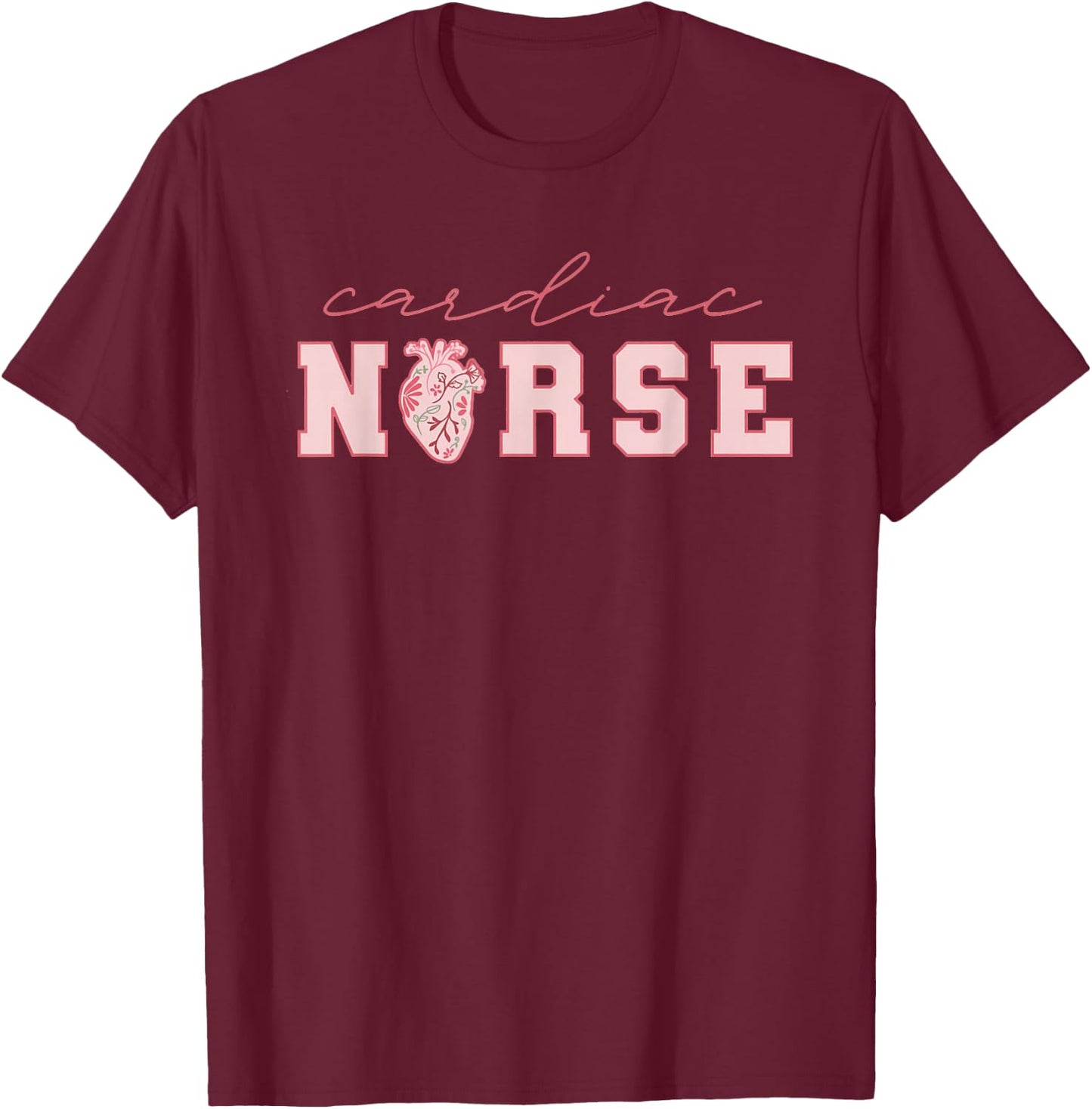Cardiac Nurse Valentine's Day Telemetry Nurse CVICU Nurse T-Shirt - T-Shirt | Maroon