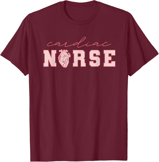Cardiac Nurse Valentine's Day Telemetry Nurse CVICU Nurse T-Shirt - T-Shirt | Maroon