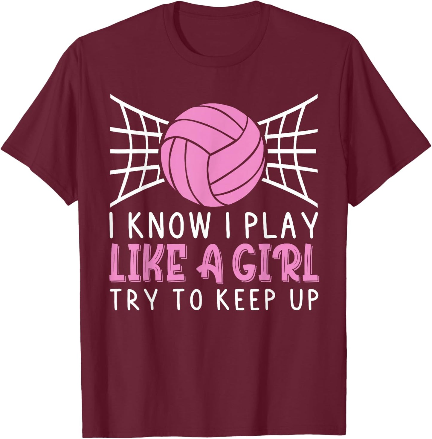 Funny Volleyball Design Girls Volleyball Player Small T-Shirt - T-Shirt | Maroon