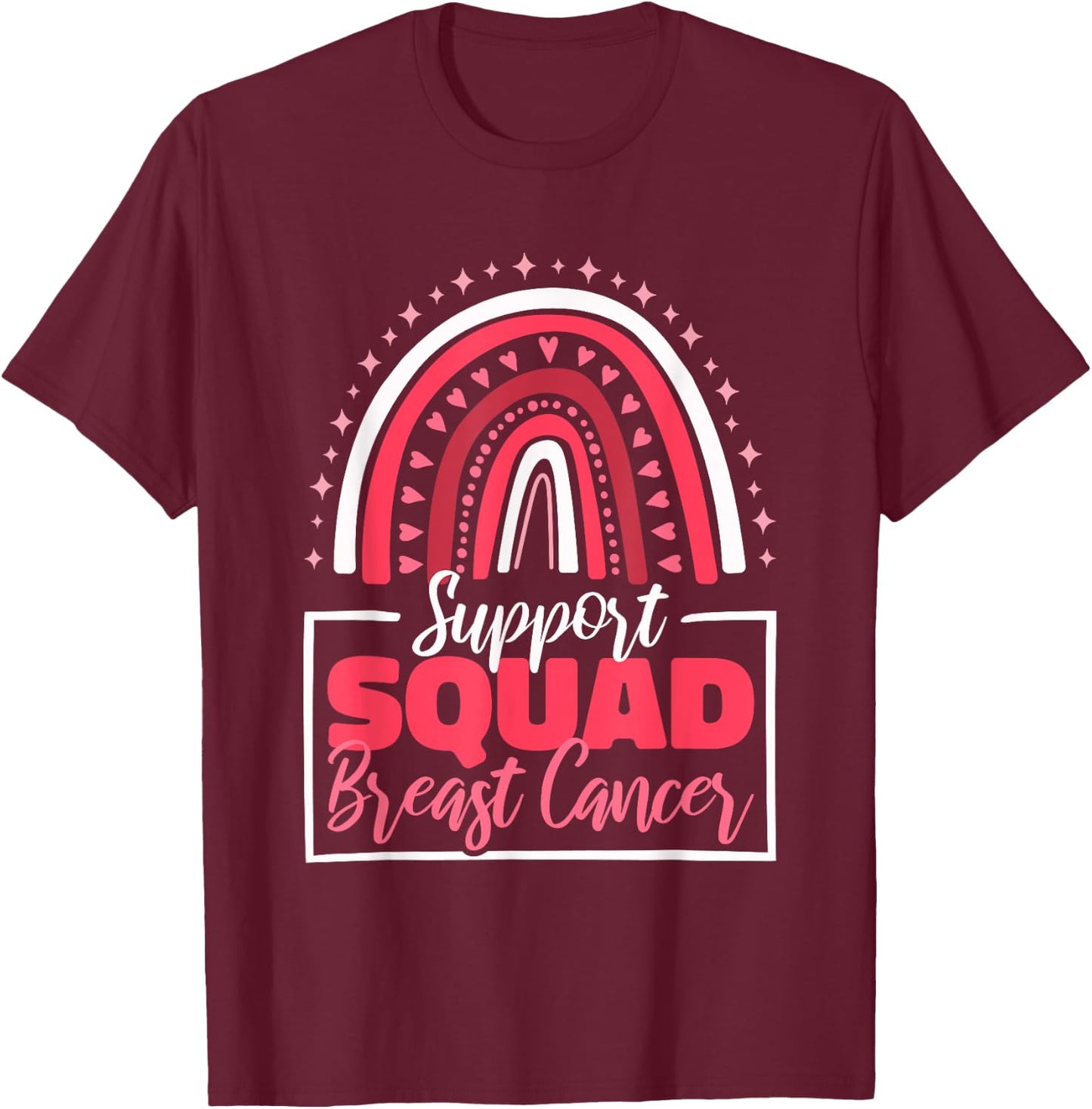 Support Squad Breast Cancer, Breast Cancer Awareness T-Shirt - T-Shirt | Maroon