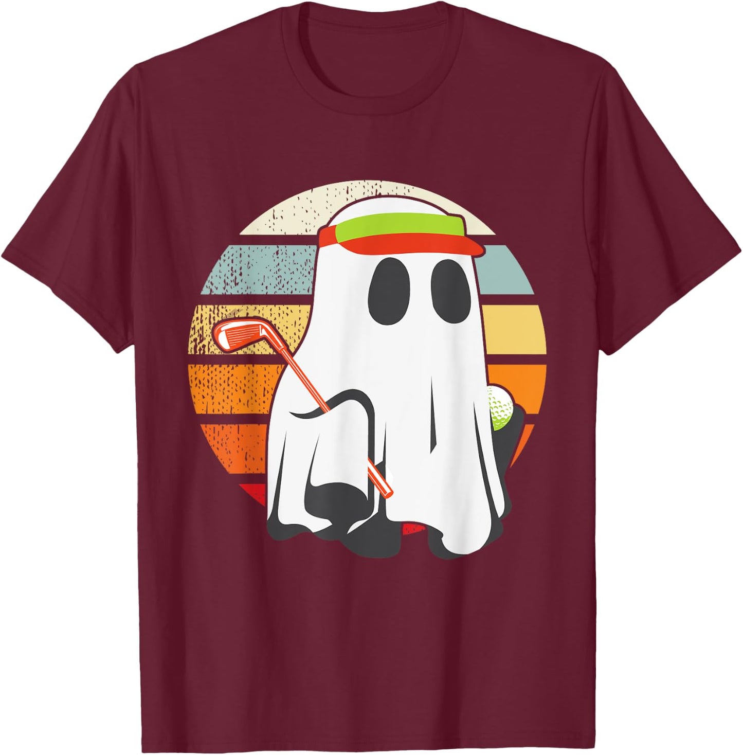 Funny Halloween Golfer Golf Ghost Men Women Kids Matching T-Shirt - T-Shirt | Maroon